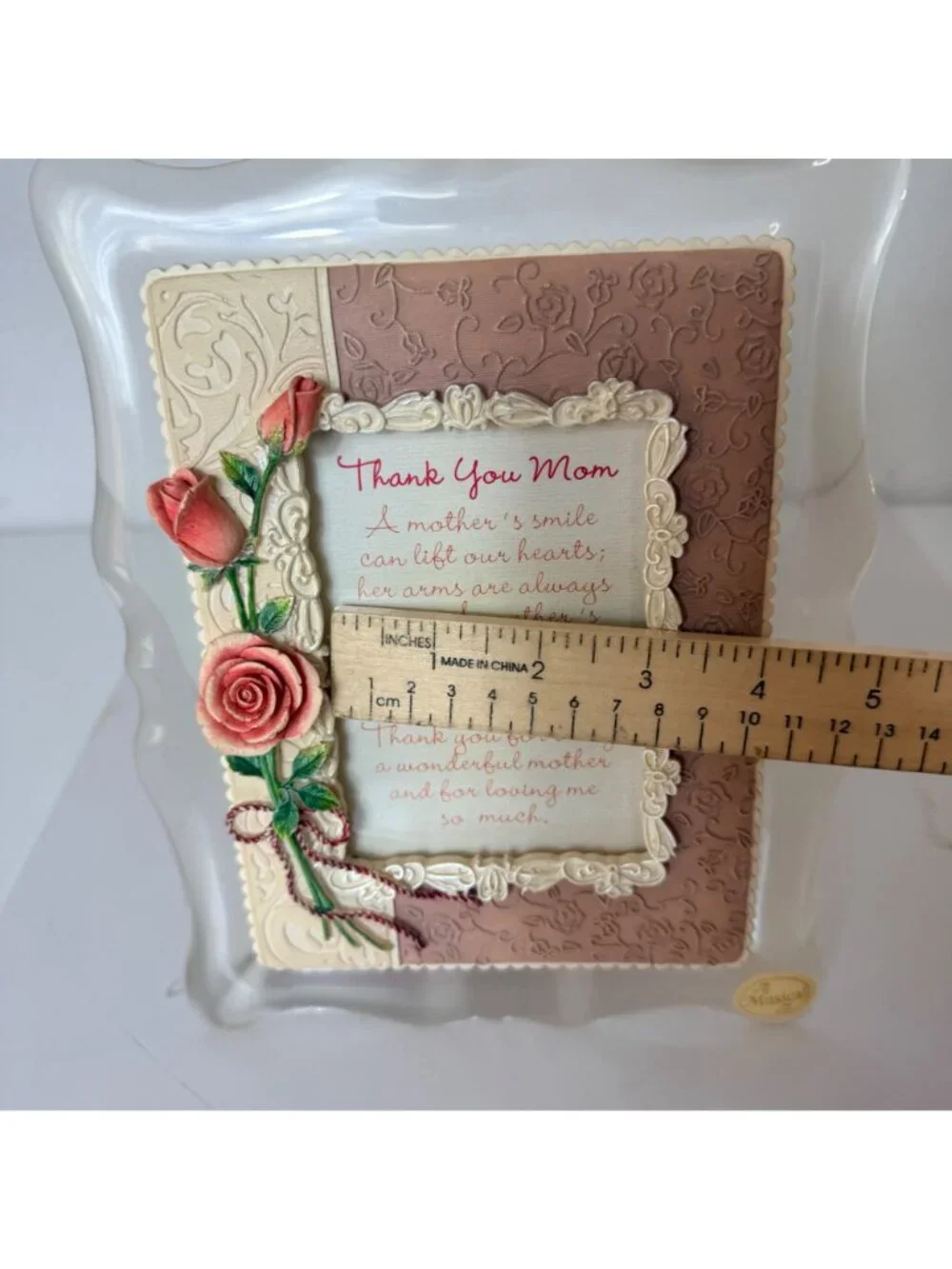 Thank You Mom Musical Frame Inspiration Rose Floral VTG Wind Beneath My Wings